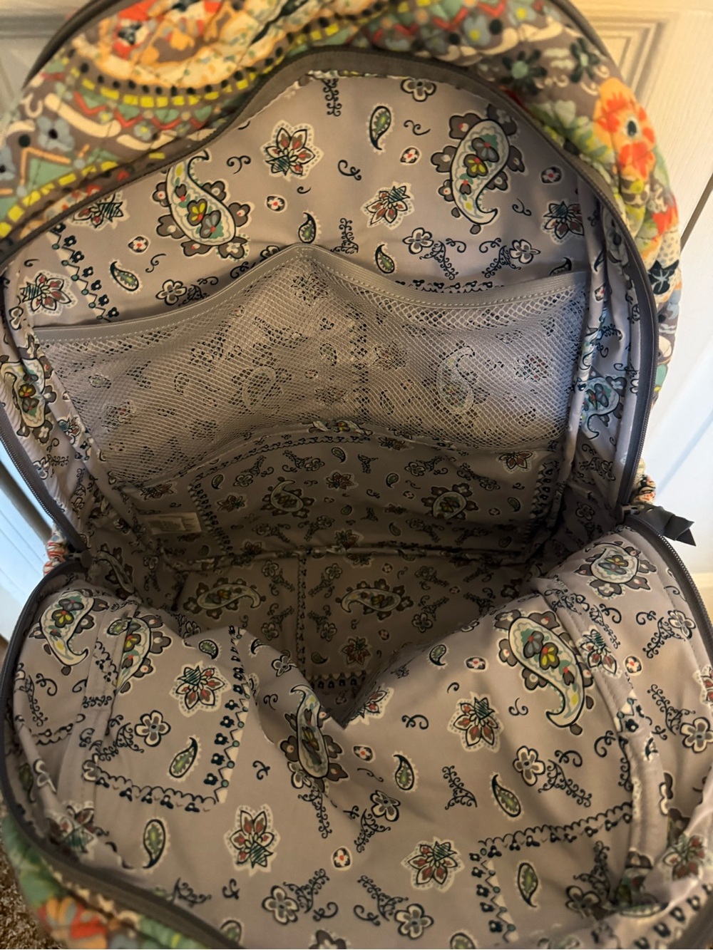 Citrus Paisley Vera Bradley Campus Backpack - Picture 5 of 6